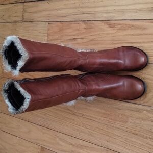 Veronella Italian wedge brown leather boots Sz 40 (9.5) Great condition